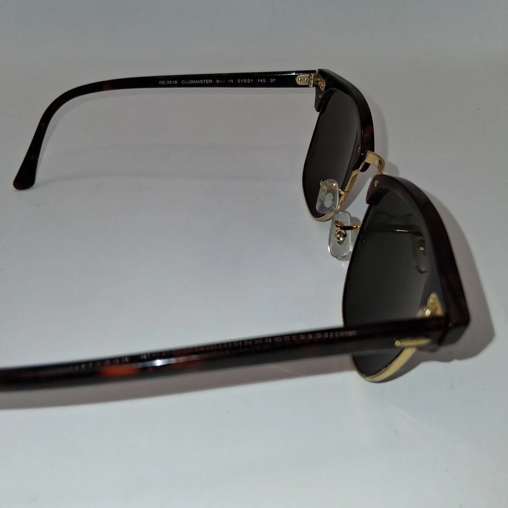 Ray-Ban Clubmaster RB3016 Brown Tortoise Gold Polarized Sunglasses 51mm
